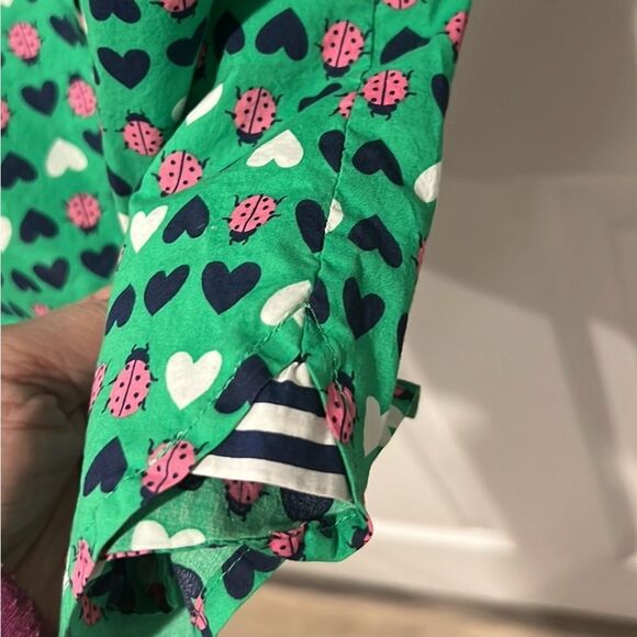Talbots green lady bug hearts button down cotton long sleeve top size LP - Picture 5 of 8